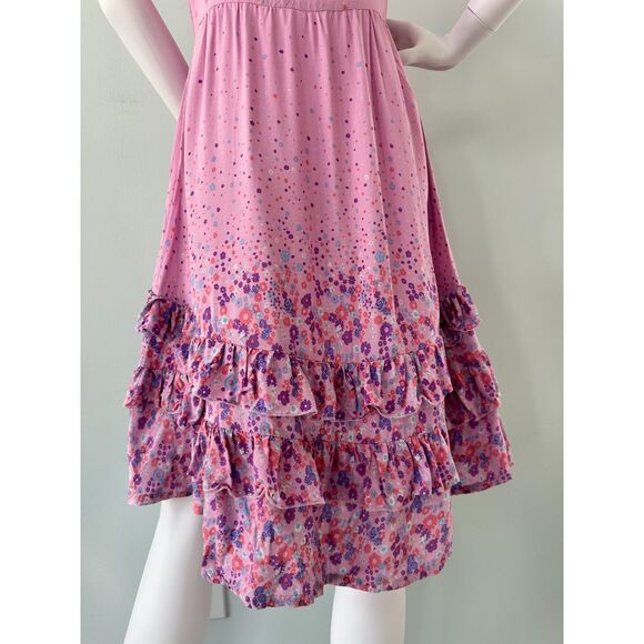 Dream Out Loud by Selena Gomez Pink Floral Boho Ruffle Mini Dress size Small - Picture 4 of 5
